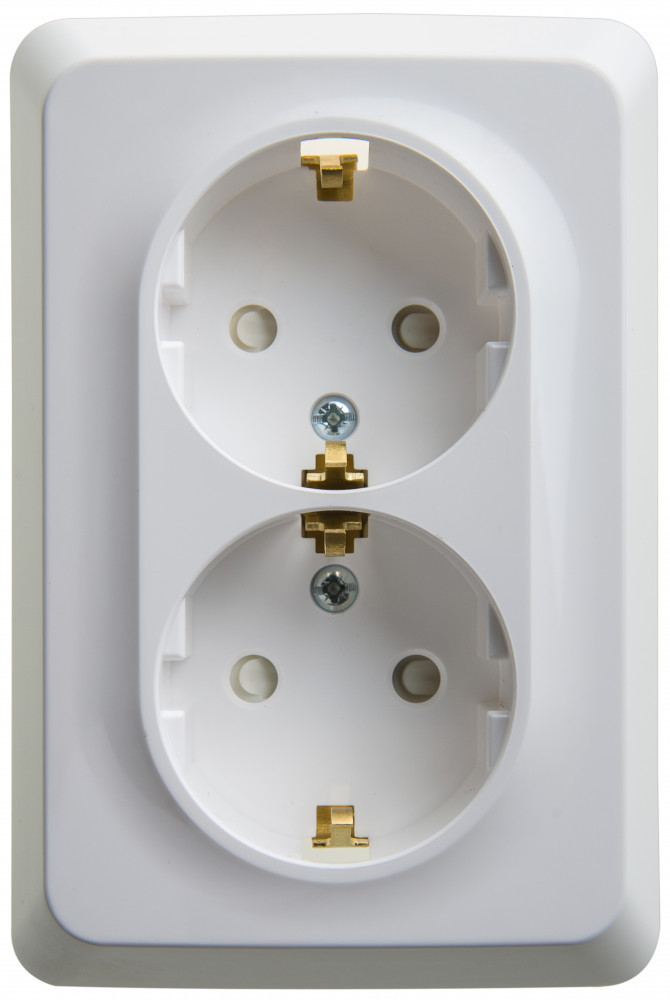 ЭТЮД Розетка двойная скрытой установки с заземлением со шторками 16А 250B, белый Systeme Electric PC16-108B