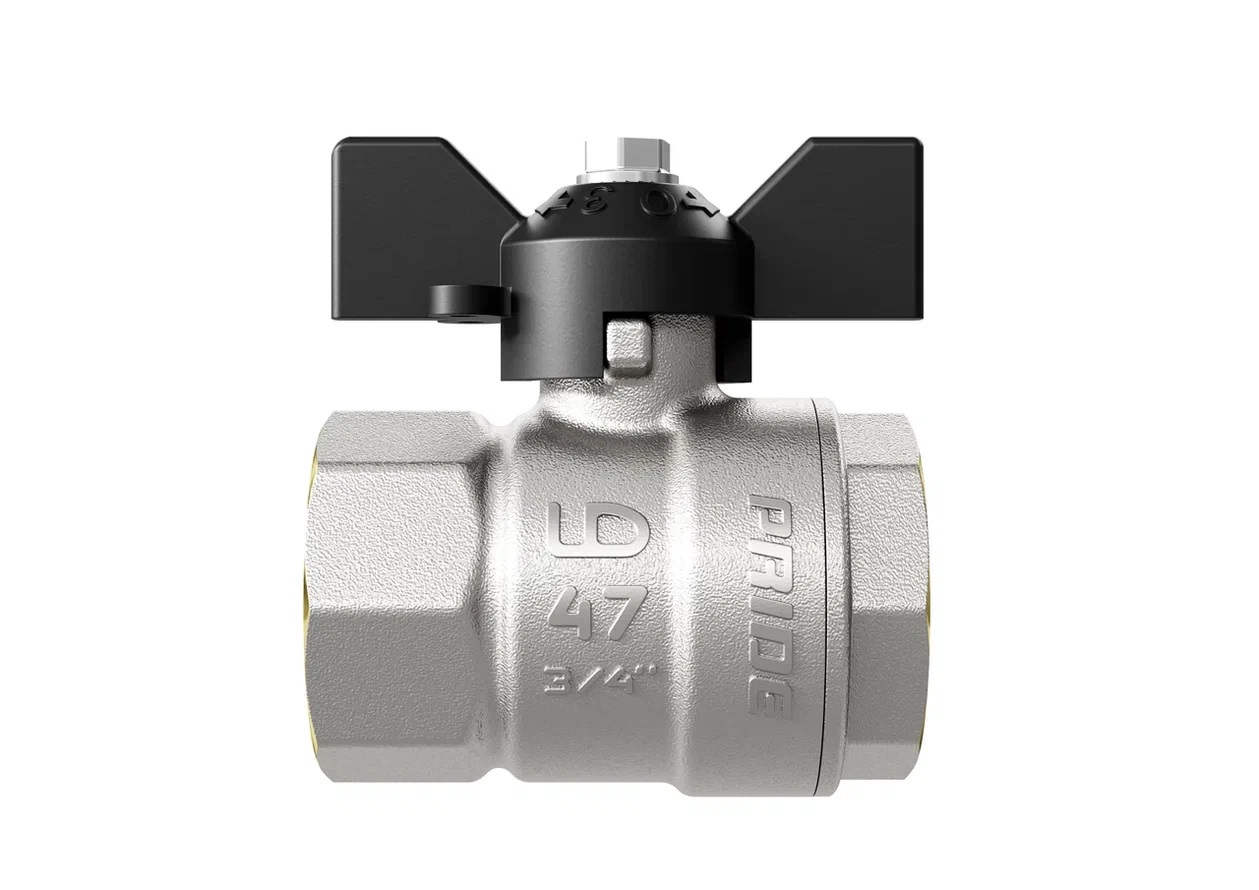 Кран шаровой латунный никелированный 11б27п1 Ду15 Ру40 (1/2') ВР/ВР бабочка LD Pride LD Pride 47.15.В-В.Б LD 47.300.15
