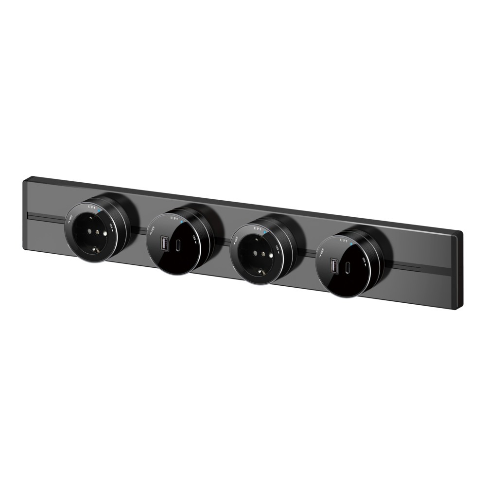 MultiTrack Розетка 2К+З круглая 16А/250В Антрацит Systeme Electric MTK13001B