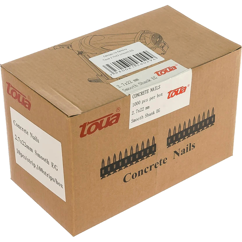 Гвозди по бетону, металлу и кирпичу  2,7х22 мм (1000шт) Toua 2722smoothEG