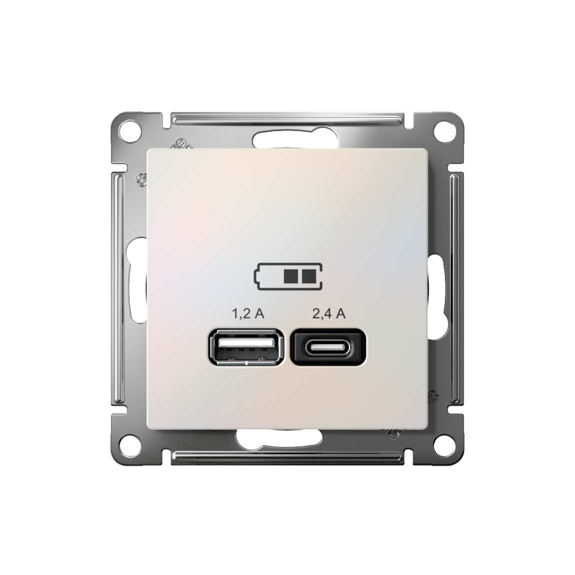 РОЗЕТКА USB ATLASDESIGN A+С, 5В/2,4А, 2х5В/1,2А, механизм, ЖЕМЧУГ Systeme Electric ATN000439