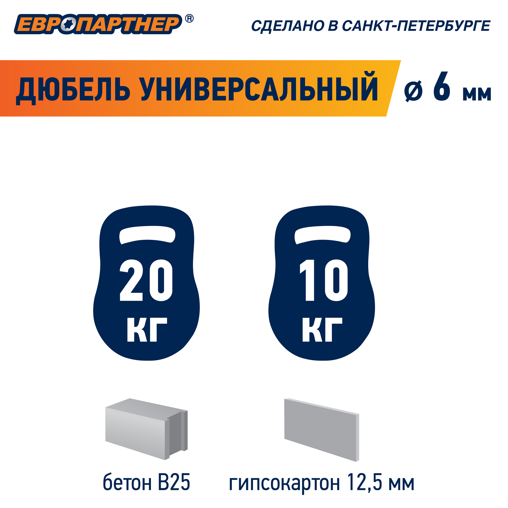 Дюбель универсальный 6х30 нейлон (100 шт) Европартнер 87123