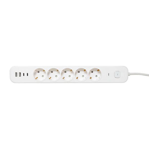 Удлинитель LUX 5 гнезд 2USB 2,4А+2type-C 1,5 метра 1,5мм2 EKF UBA-LUX-515-TC