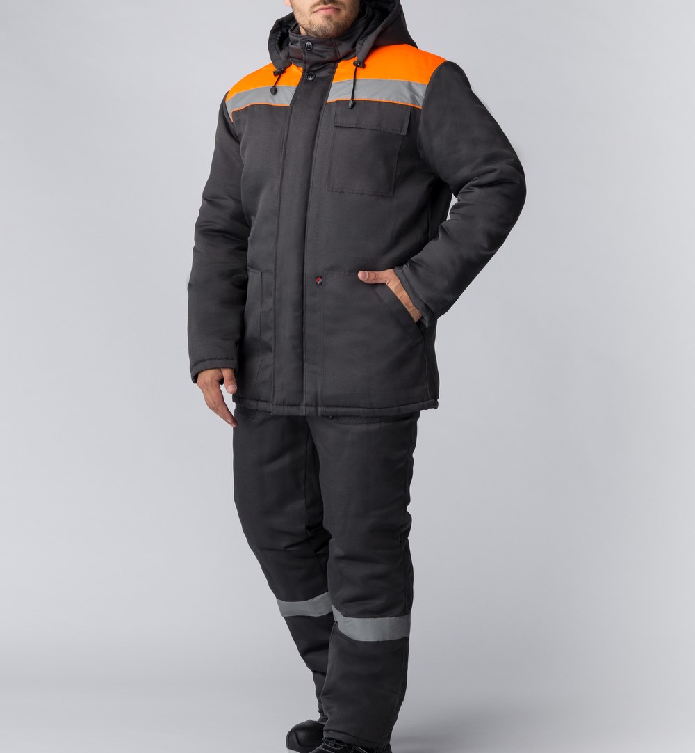 Костюм зимний Партнер NEW (Смесовая, 210) п/к, темно-серый/оранжевый,48-50,182-188 Факел 87476973 87476973004