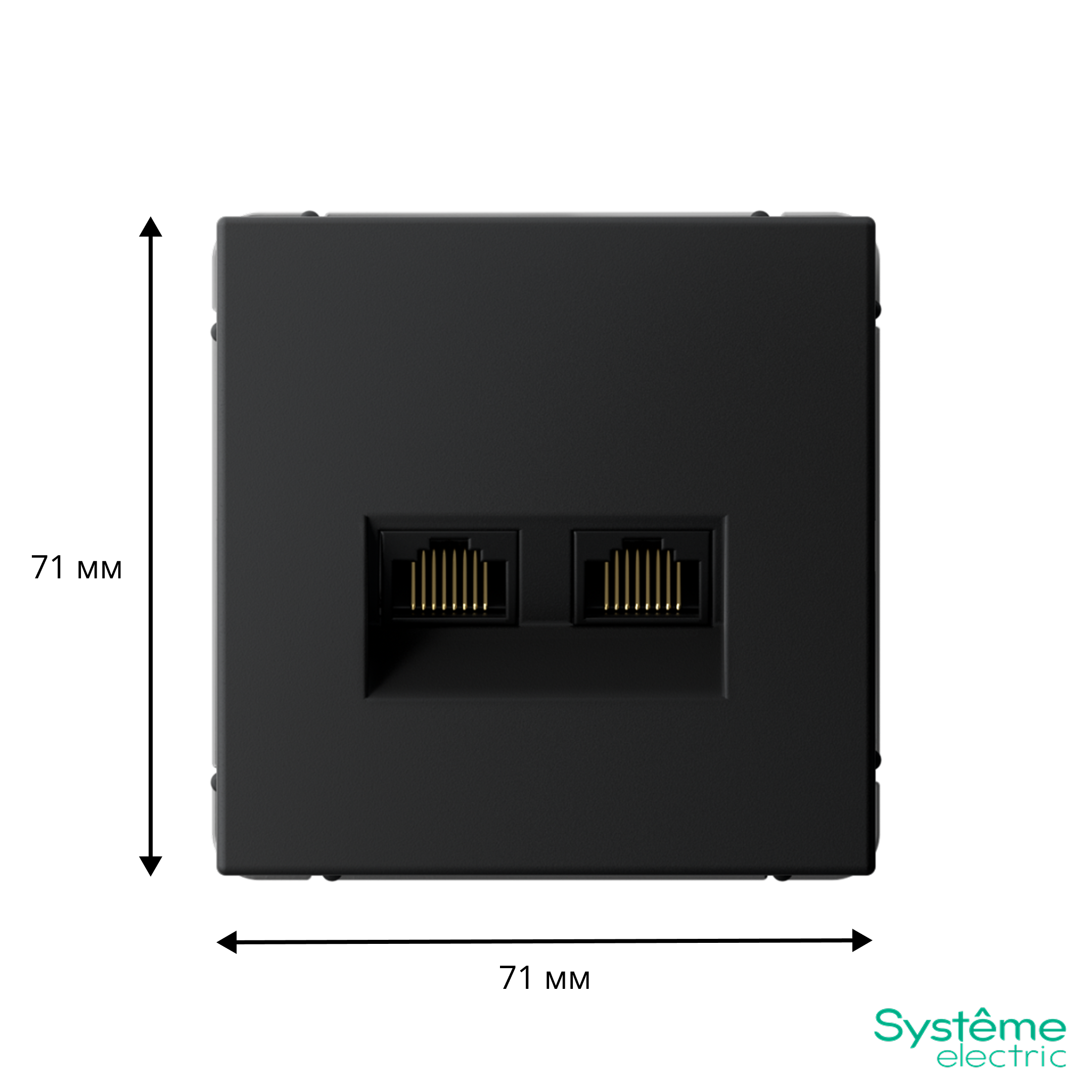 ARTGALLERY РОЗЕТКА двойная компьютерная RJ45+RJ45, кат. 5е, механизм, КАРБОН Systeme Electric GAL001085