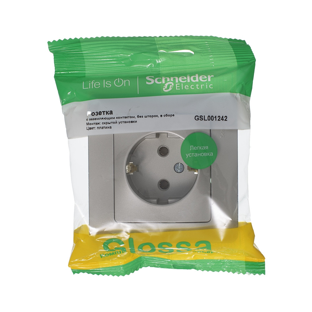GLOSSA розетка с заземлением в сборе платина Systeme Electric GSL001242