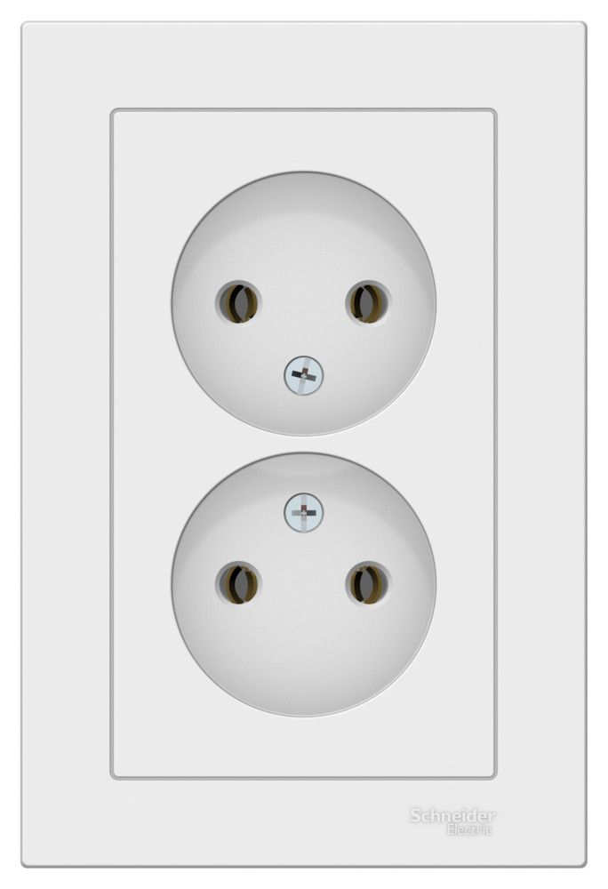 ATLASDESIGN РОЗЕТКА двойная без заземления,16А, в сборе, ЛОТОС Systeme Electric ATN001320