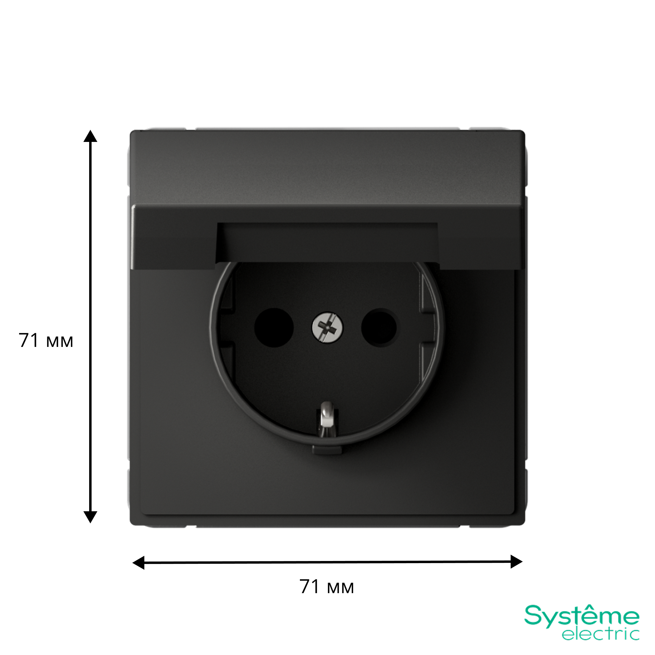 ARTGALLERY РОЗЕТКА с заземл. со шторк. с крышк., 16А, IP20,  механизм, быстрозажимные клеммы, базальт Systeme Electric GAL001446S