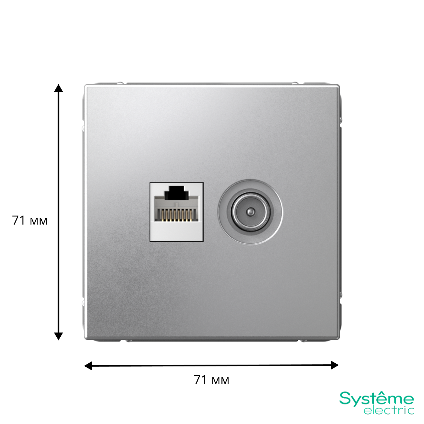 ARTGALLERY розетка двойная ТВ + компьютерная RJ45, кат. 5Е, алюминий Systeme Electric GAL000389