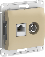 GLOSSA РОЗЕТКА двойная ТВ + компьютерная RJ45, кат. 5Е, ТИТАН Systeme Electric GSL000489
