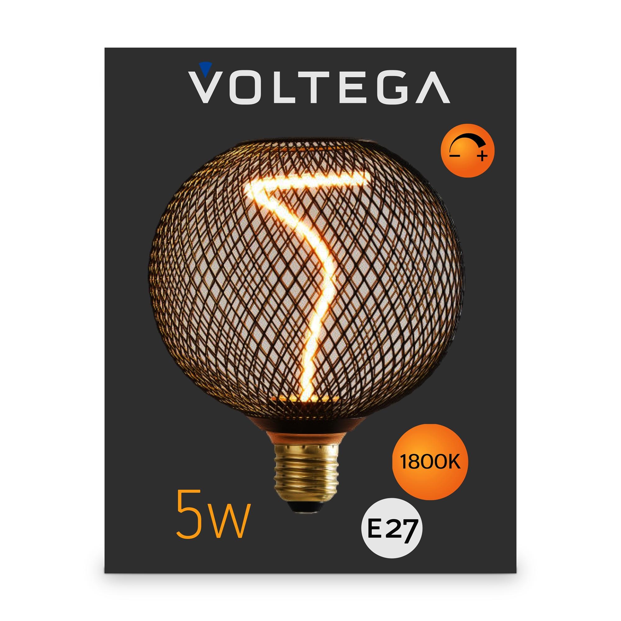 Лампочка филаментная цоколь E27 5W 1800К тип BRMC125 Voltega 8539 VG10-BRMC125150E27warm5W-SM-FD-A