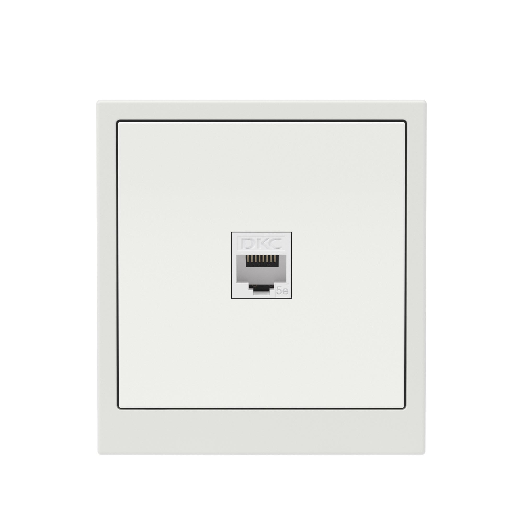 Компьютерная розетка RJ-45 без шторки, кат.5е одинарная, KANT, белый песок DKC 7010663
