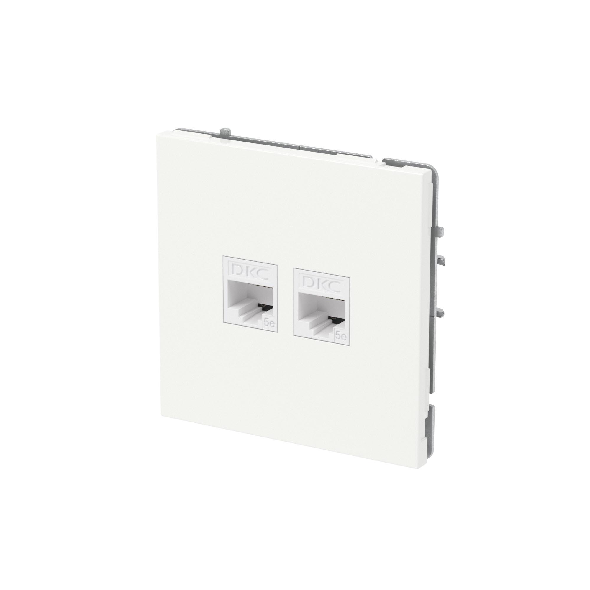 Компьютерная розетка RJ-45 без шторки, кат.5е двойная, KANT, белая магнолия DKC 7000664