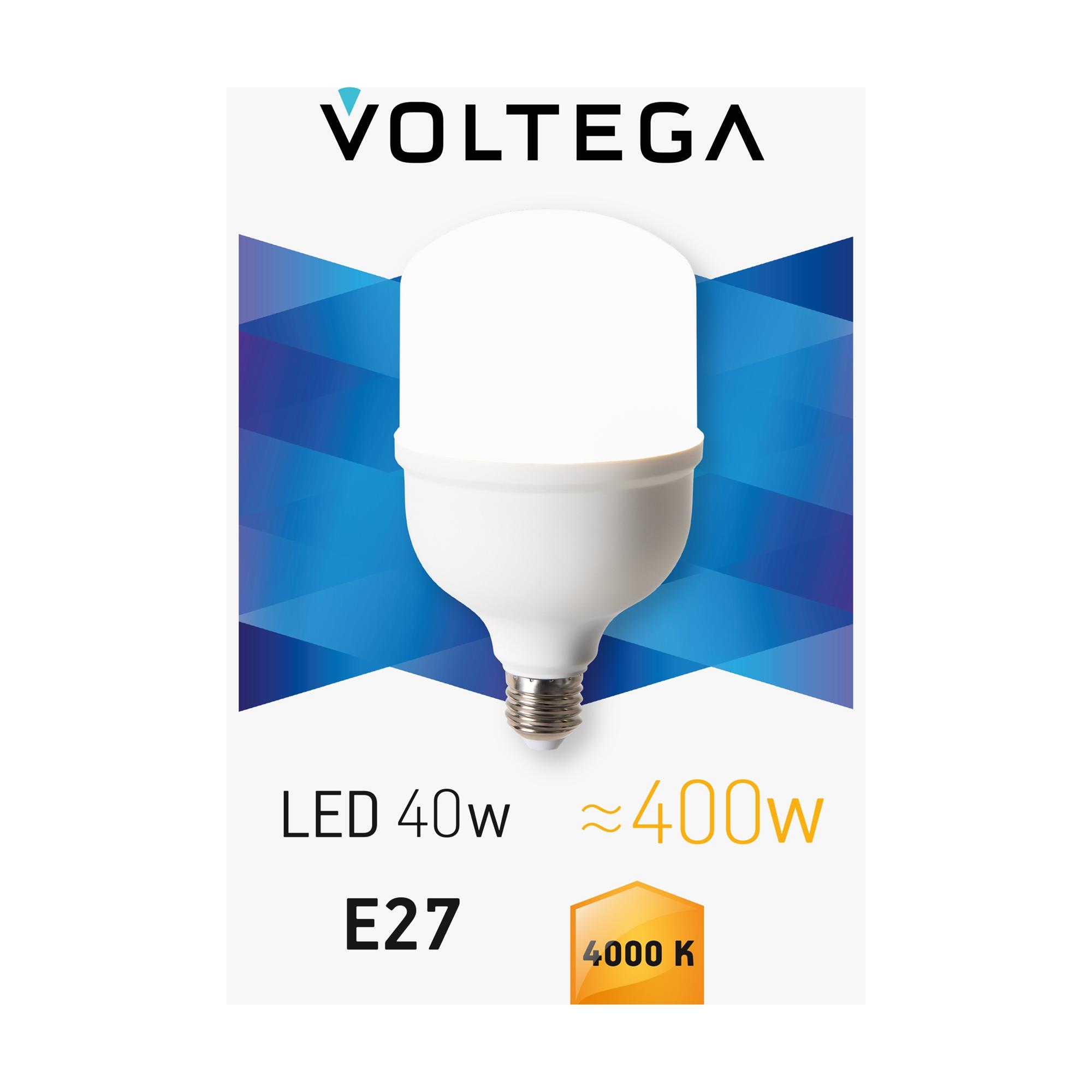 Лампа светодиодная T100 40Вт 4000К E27 IP20 Voltega 8587 VG10-T120E27-40W