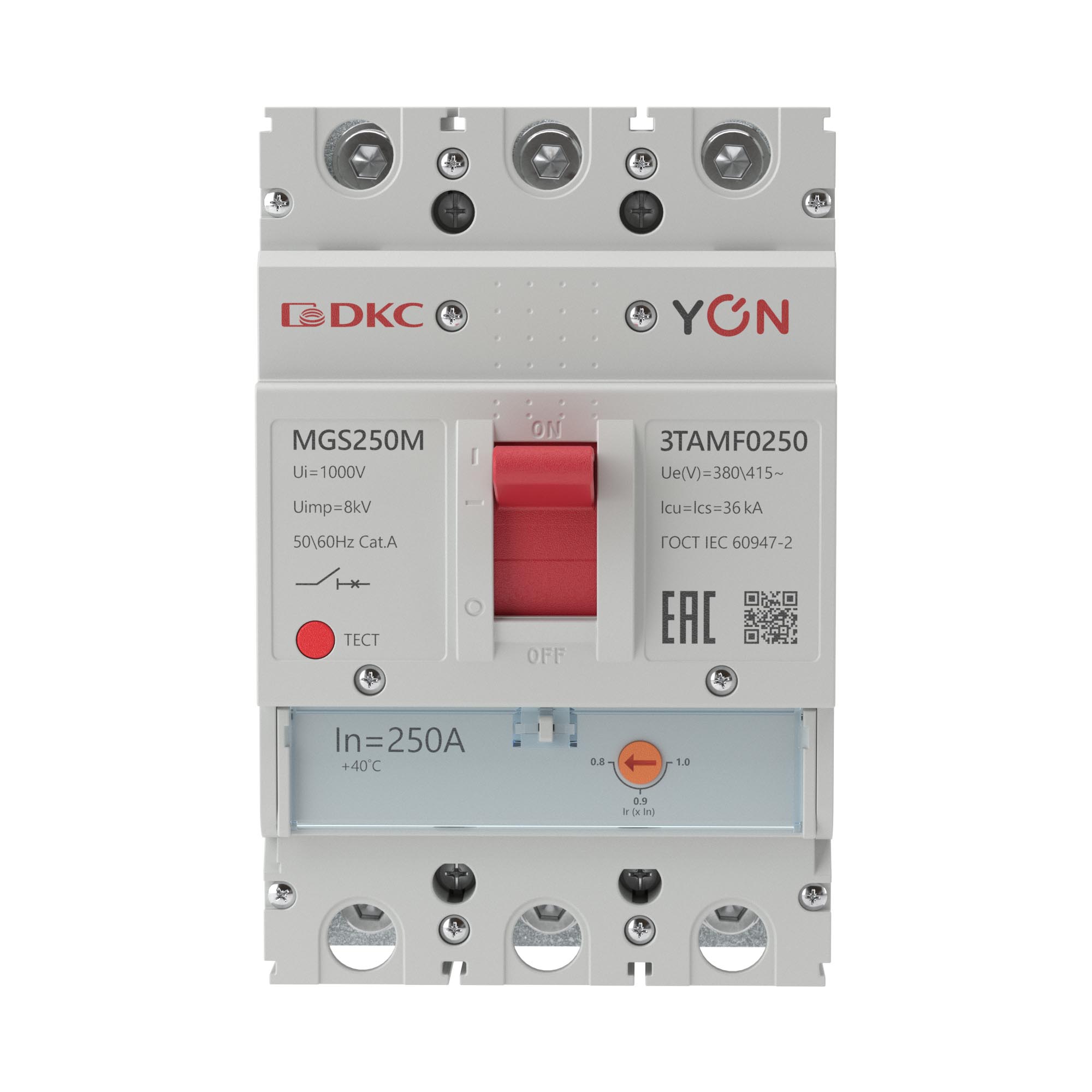Выключатель автоматический YON MGS250 3P 200-250A 25kA DKC MGS250M-3TAMF0250