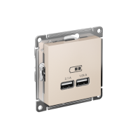 Розетка ATLASDESIGN USB 5В 1 порт x 2,1 А 2 порта х 1,05 А механизм бежевый Systeme Electric ATN000233