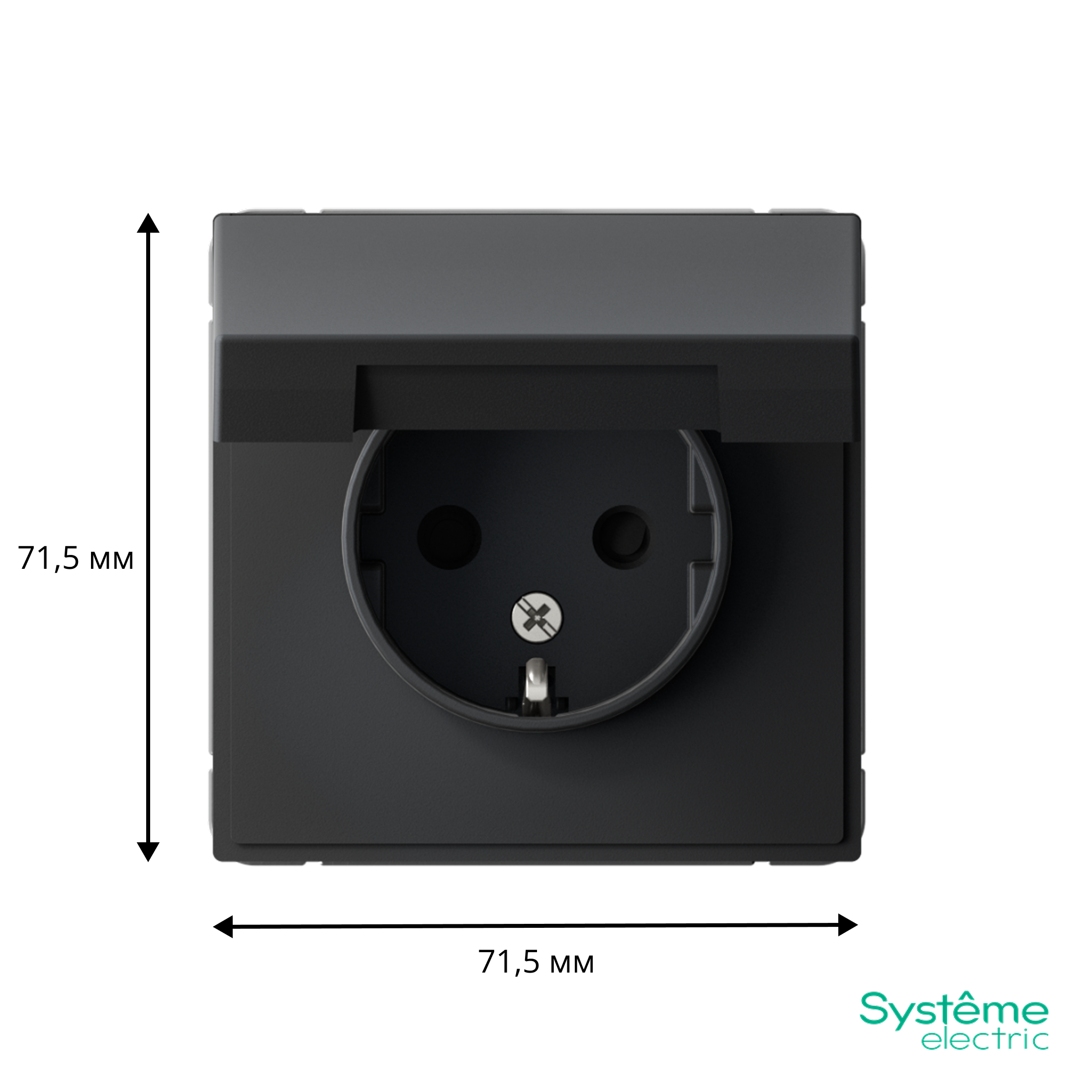 ARTGALLERY розетка с заземл. со шторк. с крышкой, 16А, IP20, механизм, карбон Systeme Electric GAL001046