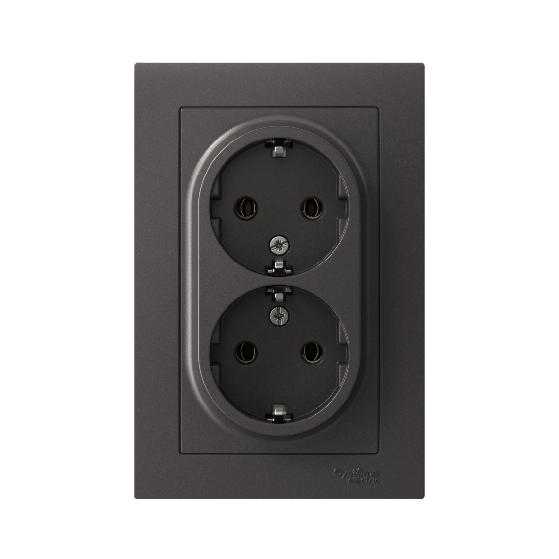 ATLASDESIGN РОЗЕТКА двойная с заземлением, 16А, в сборе, БАЗАЛЬТ Systeme Electric ATN001424