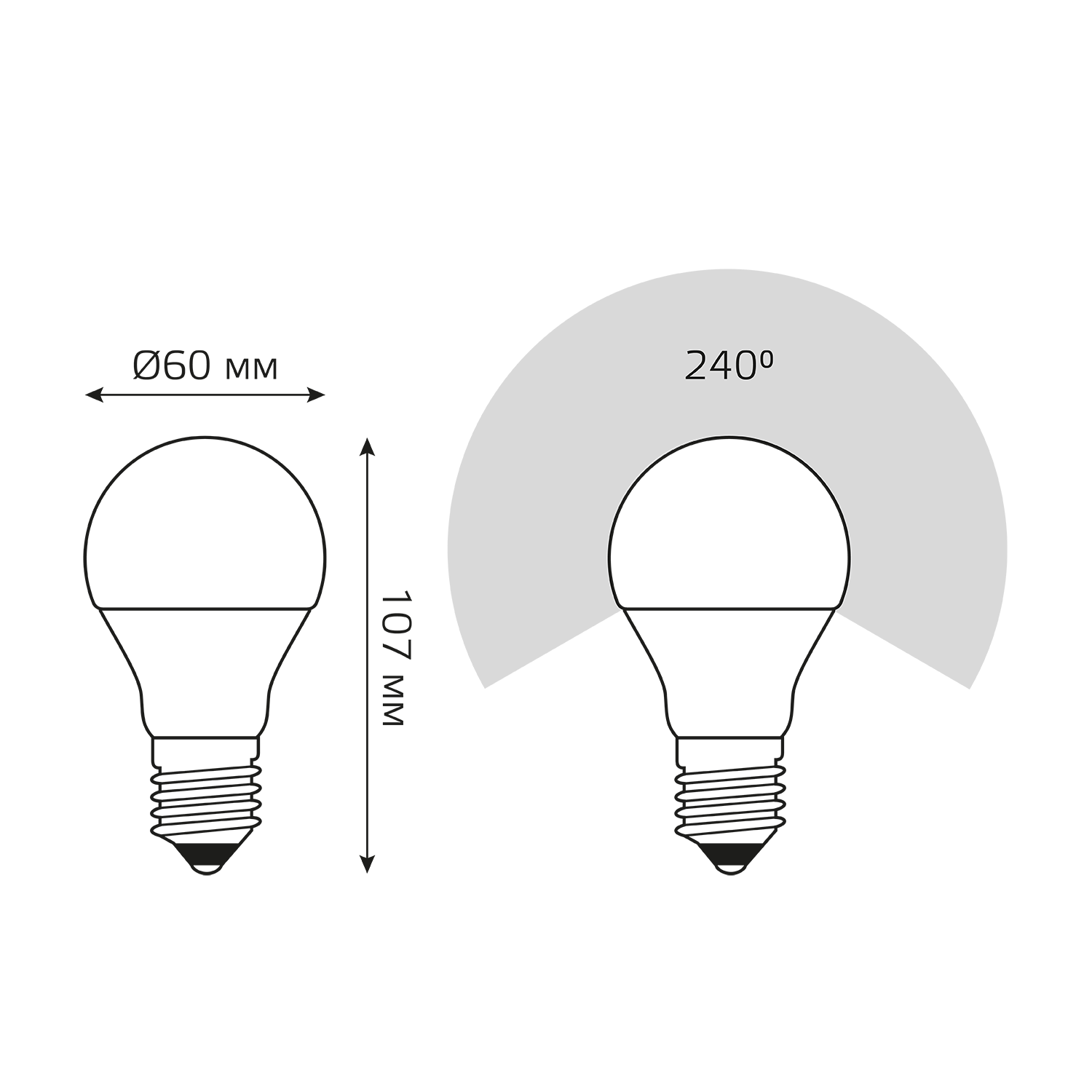 Лампа светодиодная LED 7 Вт 520 лм 3000К А60 груша теплый E27 AC 220В Elementary GAUSS 23217A