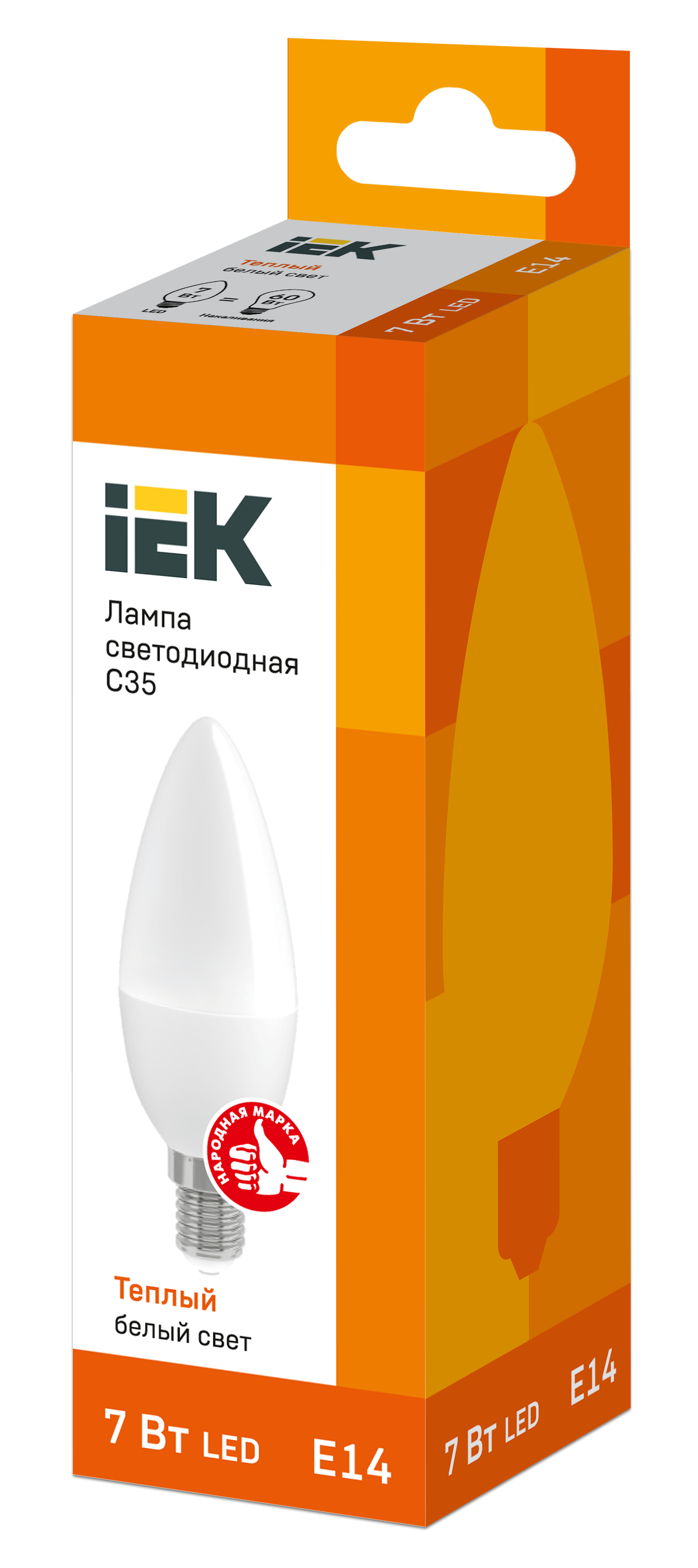 Лампа светодиодная C35 свеча 7Вт 230В 3000К E14 IEK LLE-C35-7-230-30-E14