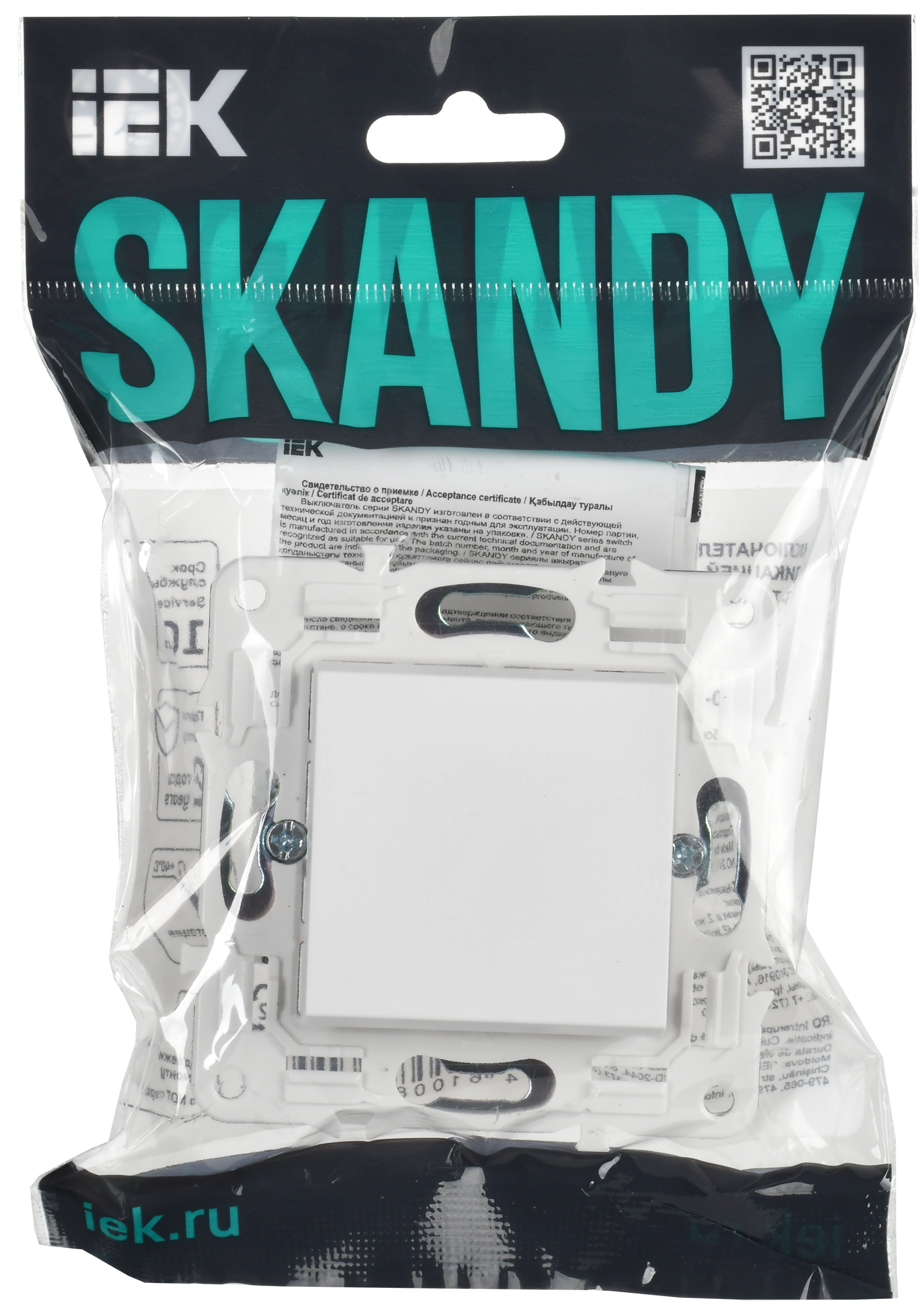 SKANDY Выключатель 1-клавишный проходной 10А SK-V02W арктический белый IEK SK-V12-0-10-K01