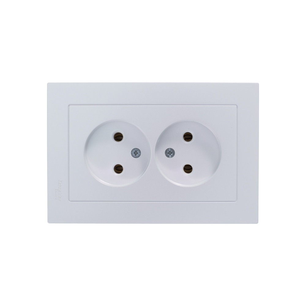 Розетка ATLASDESIGN двойная без заземления 16А в сборе жемчуг Systeme Electric ATN000420