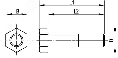 Болт с шестигранной головкой и неполной           резьбой М8х60 (50шт) DKC CM020860
