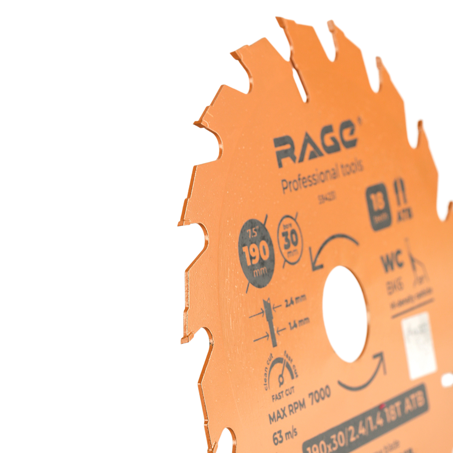 Диск пильный быстрый 190 мм 18 зубьев посадка 30 мм + кольцо 20 мм 16 мм Rage 594231