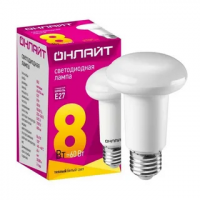 Лампа светодиодная LED зеркальная 8вт E27 R63 теплый ОНЛАЙТ 71653 19220