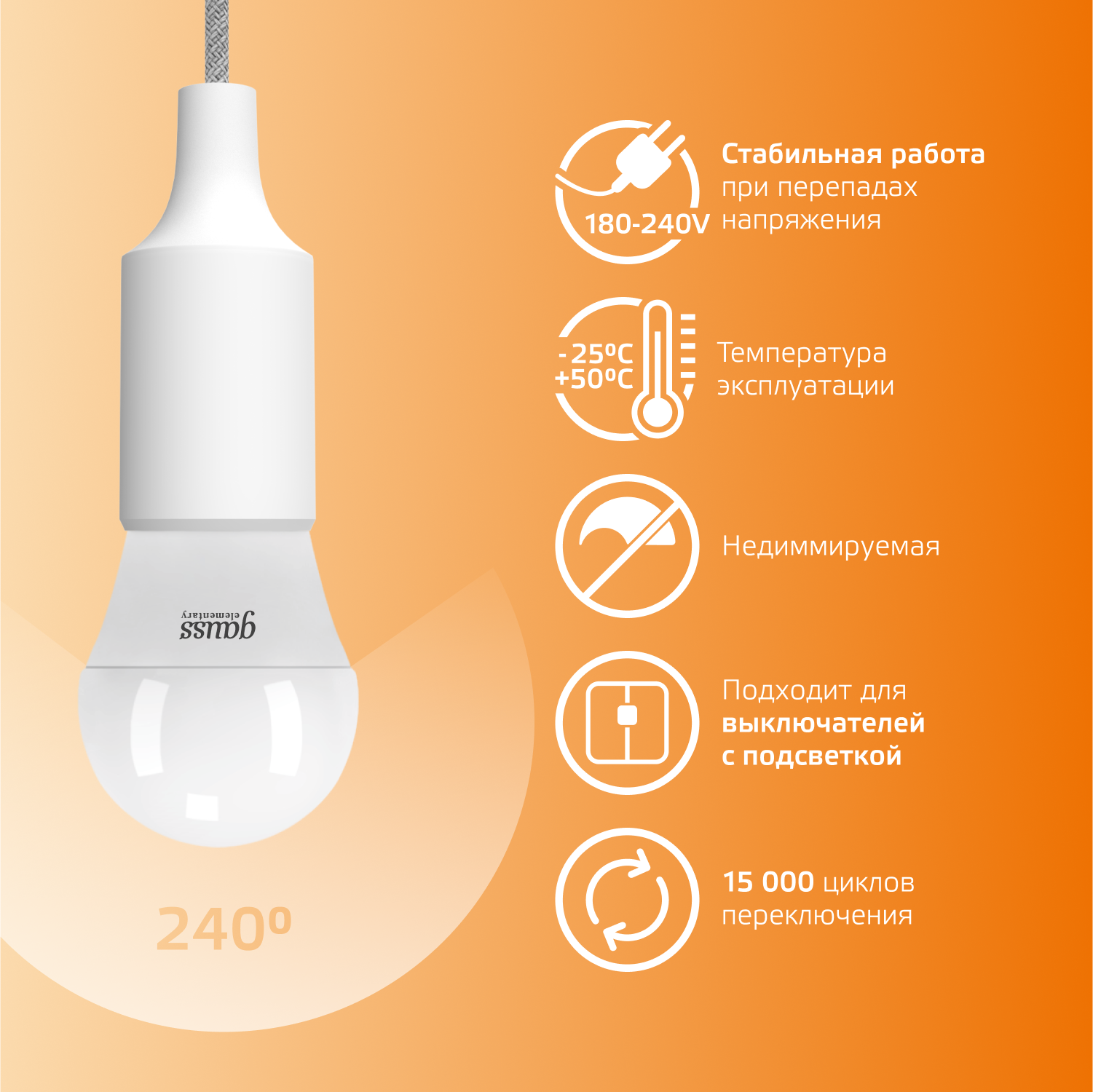 Лампа светодиодная LED 12 Вт 880 лм 3000К шар P45 теплый E27 AC 220В Elementary GAUSS 53212