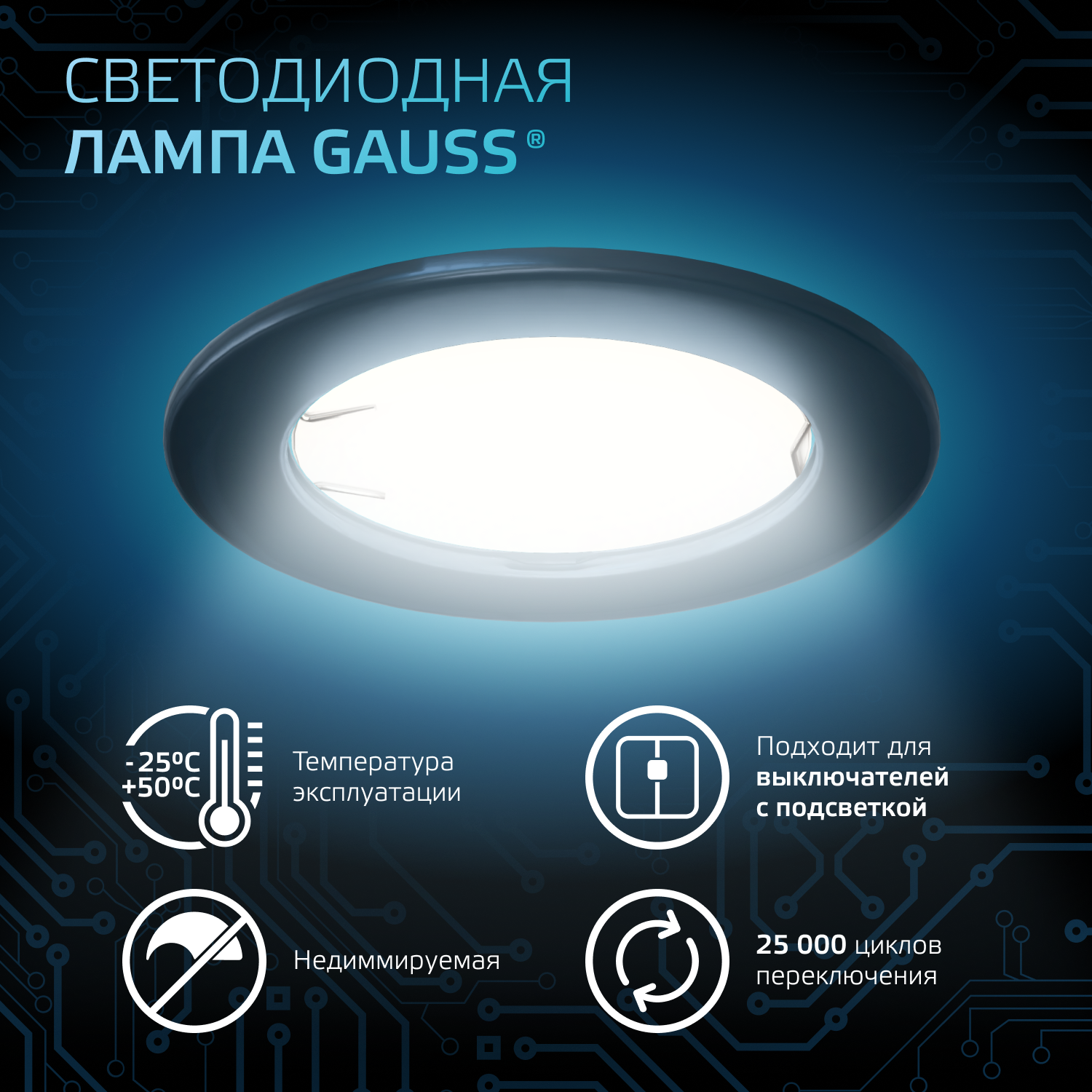 Лампа светодиодная LED 11 Вт 1050 лм 4100К AC150-265В GX53 таблетка нейтральный Black GAUSS 108008211