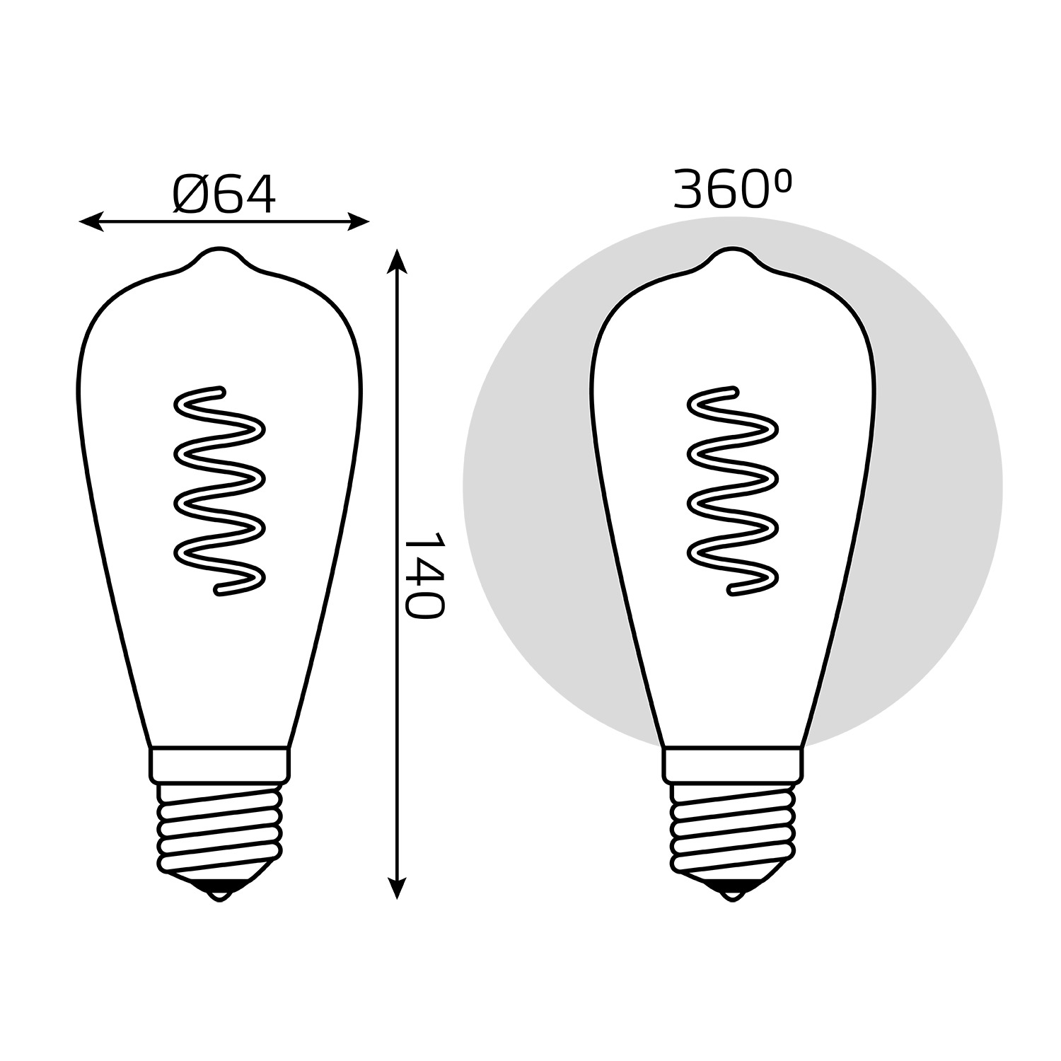 Лампа светодиодная филаментная LED 6 Вт 360 лм 2400К ST64 теплый E27 AC 220В золотистая колба Black Filament GAUSS 157802006