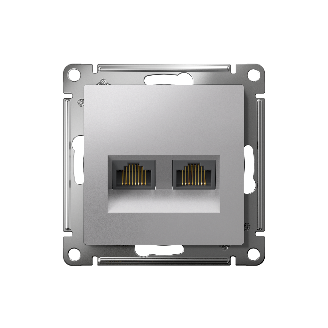 Розетка ATLASDESIGN двойная компьютерная RJ45+RJ45 категория 5E механизм алюминий Systeme Electric ATN000385