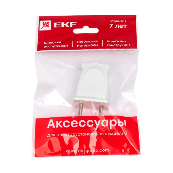 Вилка плоская без заземления белая 10А 250 В Proxima EKF AVP10-10-rpl