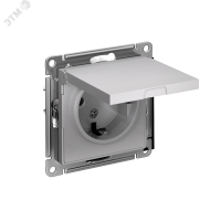 Розетка ATLASDESIGN с заземлением со шторками с крышкой 16А IP20 механизм алюминий Systeme Electric ATN000346