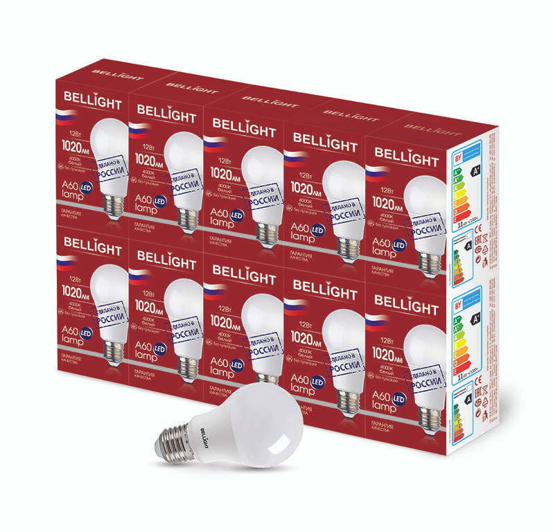 Лампа светодиодная LED 12Вт Е27 220 4000К 1020Лм BELLIGHT 88297788