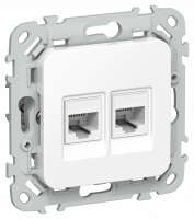 FLITE Розетка 2-местная RJ45/RJ11 категория 5Е/3 UTP РКТ5е/3-2-0-ФлБ белый IEK FI-KT22-1-K01
