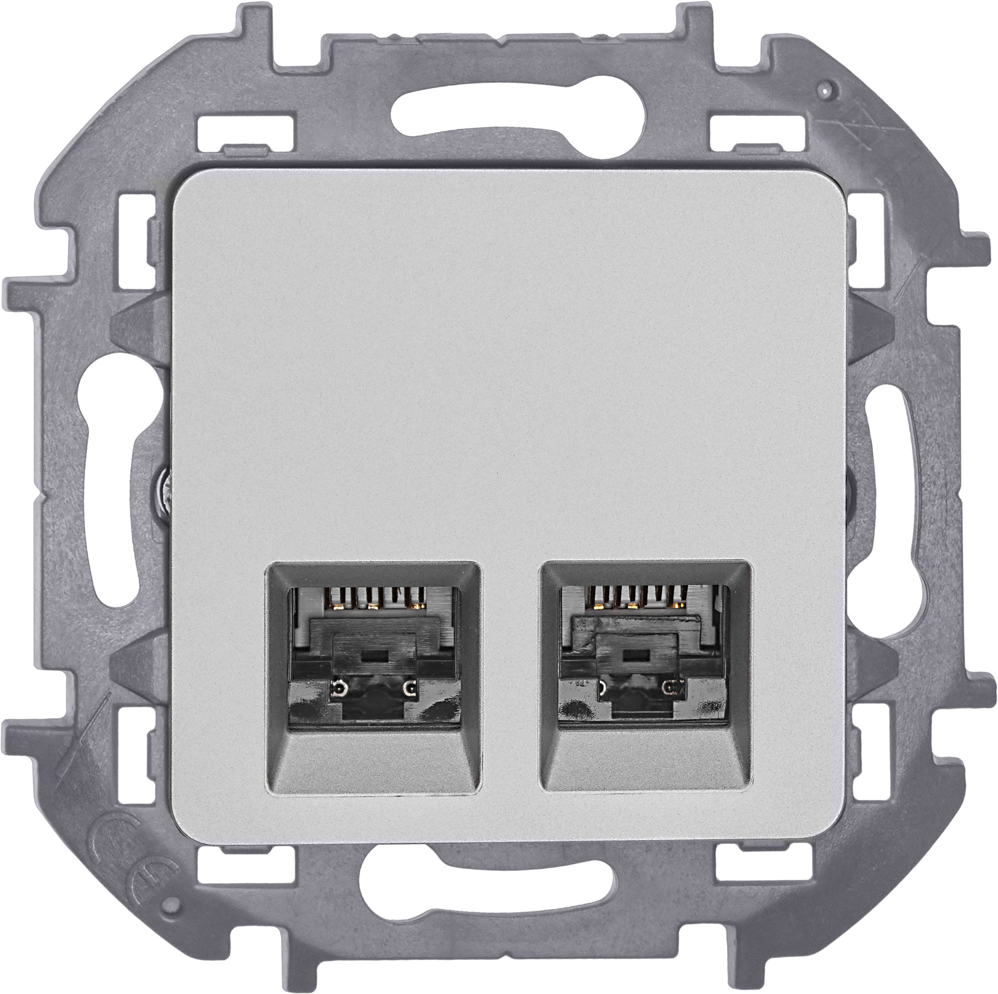 Розетка компьютерная двойная RJ45 категория 6 UTP алюминий INSPIRIA IEK 673842