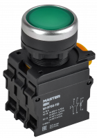 Кнопка с подсветкой d=22мм 1NO+1NC зелёная MASTER IEK MI-BT60-11D-3-12-K06