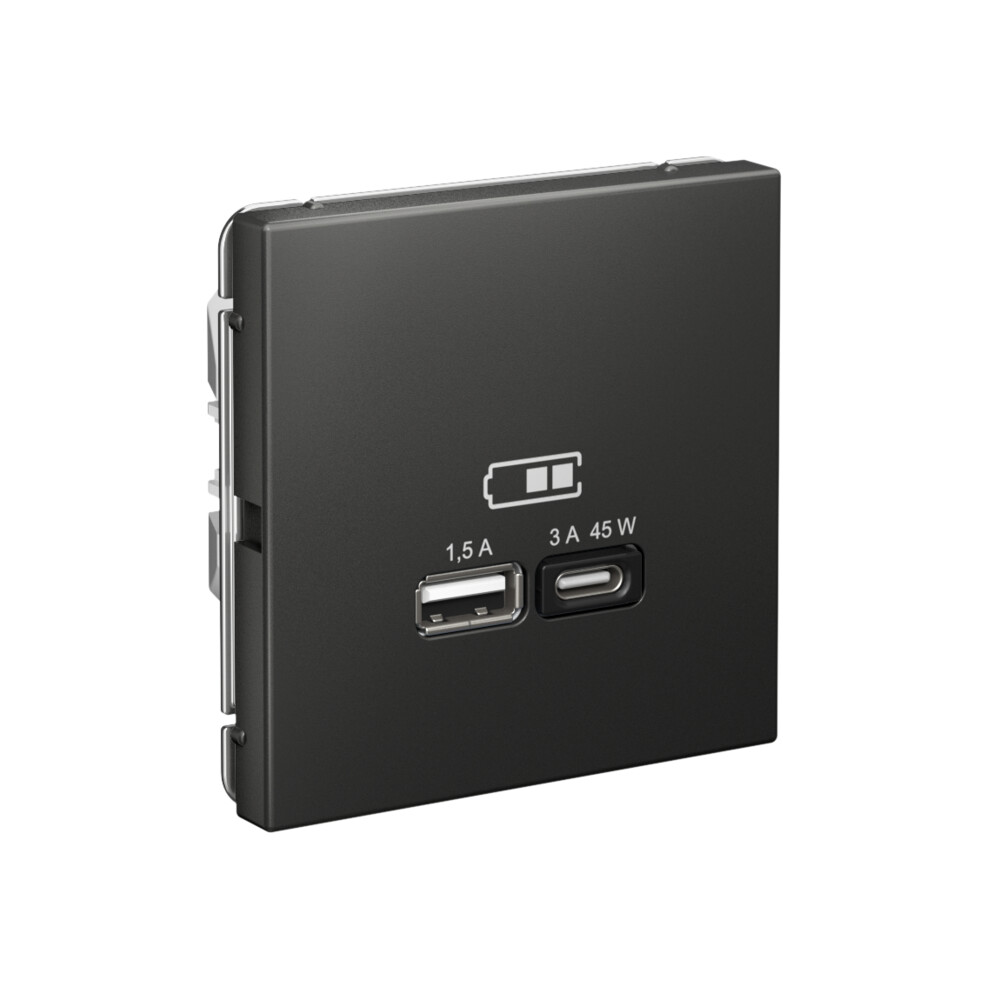 ARTGALLERY USB розетка A + тип-C 45Вт высокоскор.заряд. QC, PD, механизм, базальт Systeme Electric GAL001429