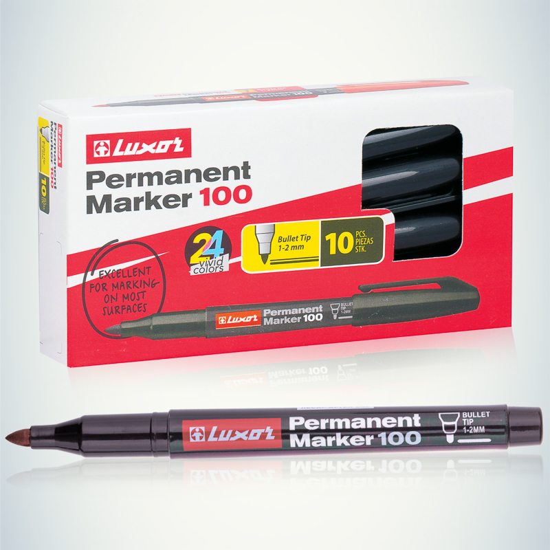 Маркер перманентный Luxor «100» 1-2 мм, черный, пулевидный, REXANT 08-9001