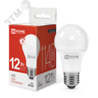 Лампа светодиодная LED-A60-VC 12Вт 230В Е27 4000К 1140Лм IN HOME IN-HOME 4690612020242