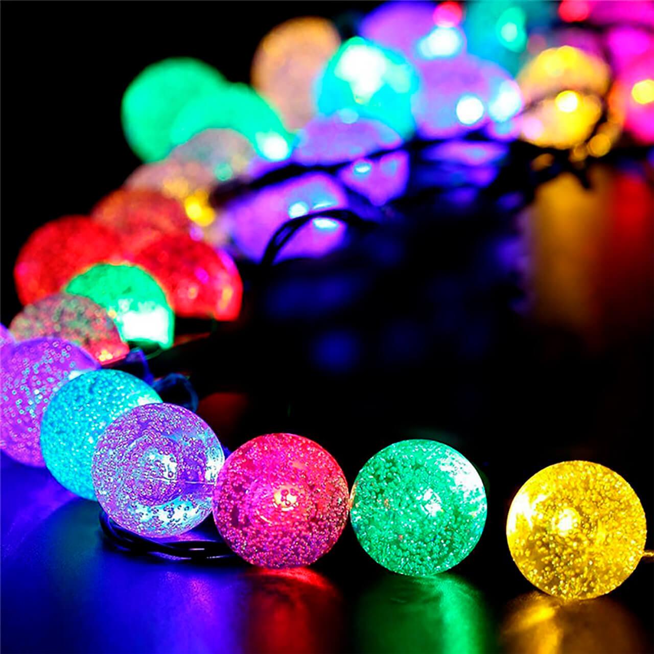 Гирлянда LED Нить Шарики кракле d25мм, 2 м, RGB, 220V ENIN - 25BG ЭРА Б0055997