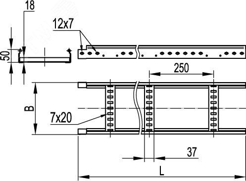 Лоток лестничный 400х50х3000мм Стандарт DKC LL5040
