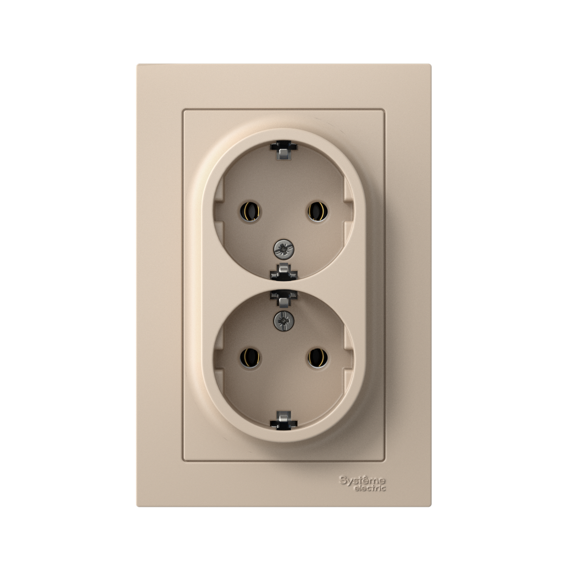 ATLASDESIGN РОЗЕТКА двойная с заземлением, 16А, в сборе, ПЕСОЧНЫЙ Systeme Electric ATN001224
