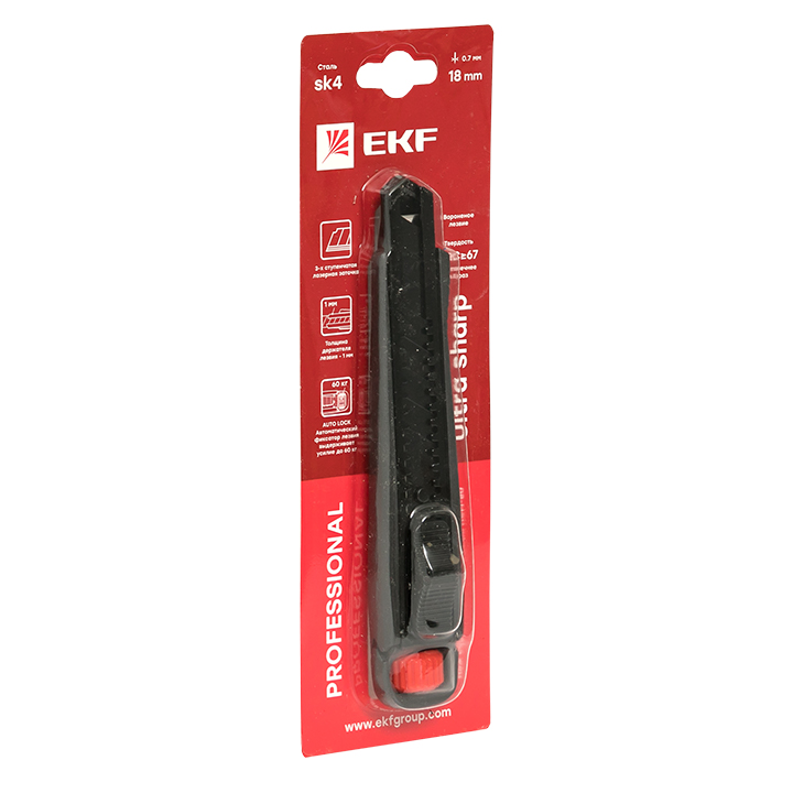 Нож строительно-монтажный 18 мм НСМ-80 Professional EKF ncm-80-pro