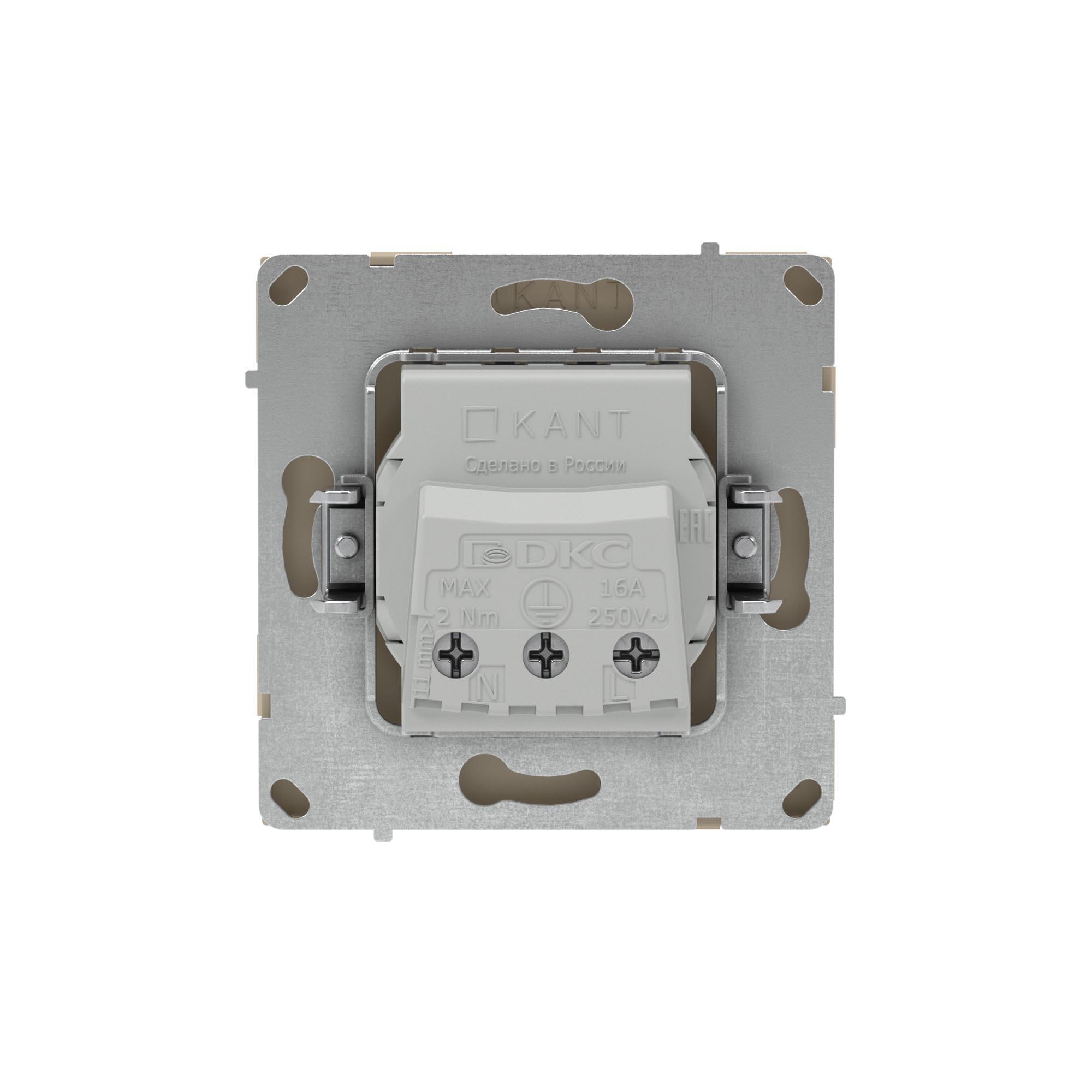 Розетка силовая, 2P+E, с з/ш, KANT, ванильный марципан DKC 7015003