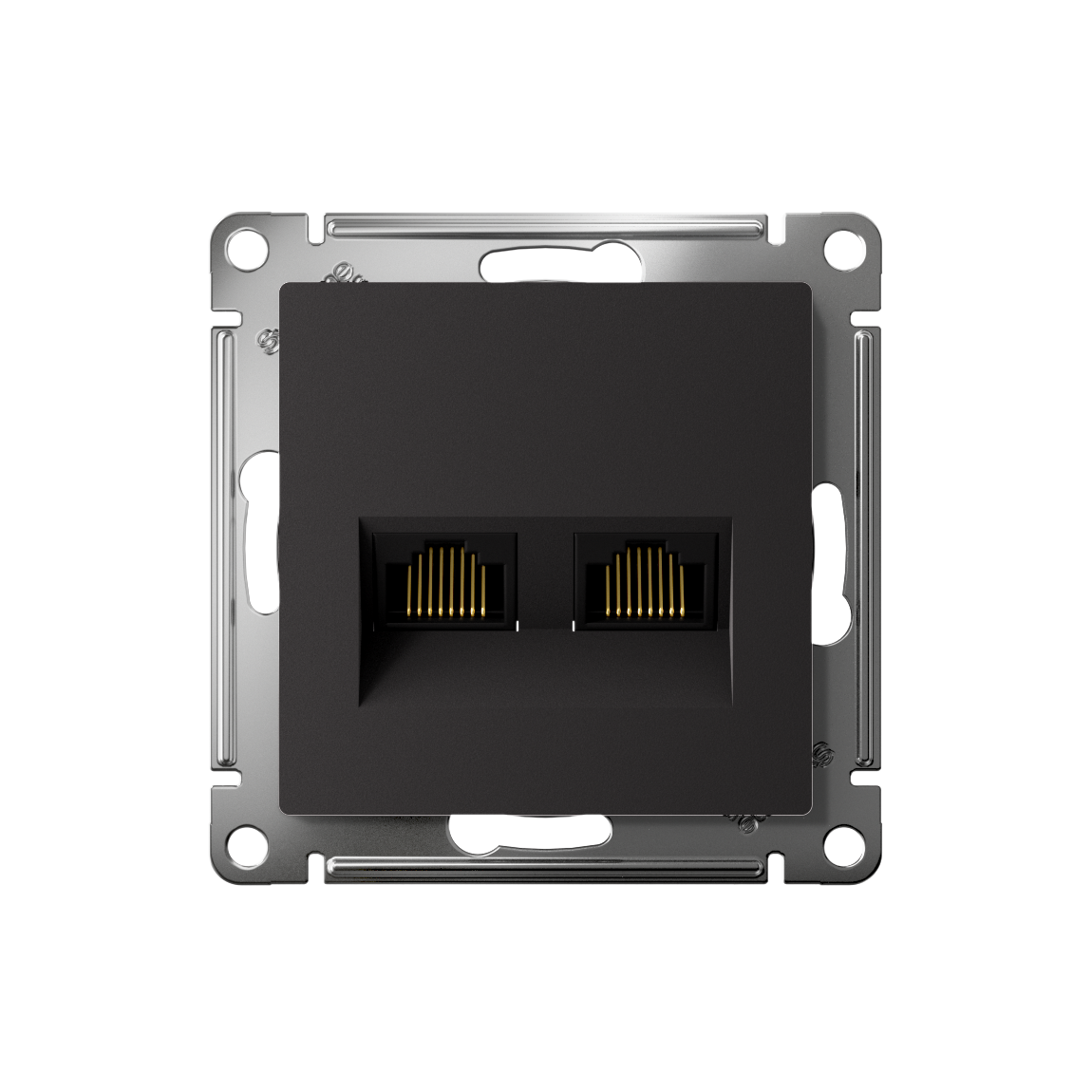 Розетка ATLASDESIGN двойная компьютерная RJ45+RJ45 категория 5E механизм карбон Systeme Electric ATN001085