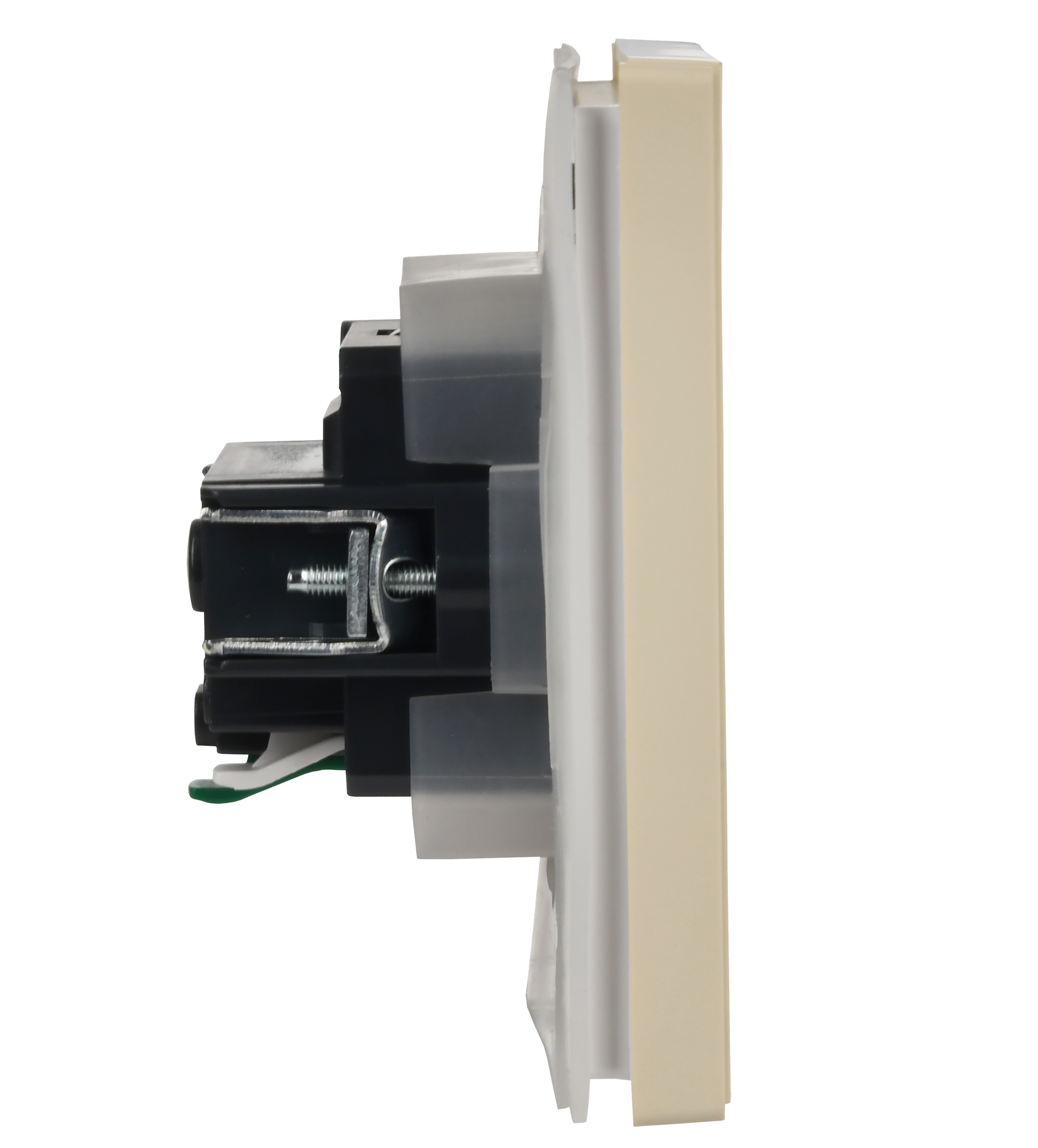 FORTE&PIANO Розетка 1-местная с заземлением с защитными шторками и крышкой безвинтовое крепление 16А IP44 FP419 ваниль IEK FP-R16-16-1-44-K10