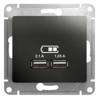 GLOSSA Розетка USB антрацит в рамку 5В/2100мА Systeme Electric GSL000733